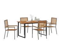 vidaXL Conjunto de Comedor de Jardín 5 pcs Gris, Conjunto de Comedor al Aire Libre, Muebles Modernos, Madera de Acacia Impermeable, terraza y Patio