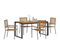 vidaXL Conjunto de Comedor de Jardín 5 pcs Gris y marrón, Juego de Comedor Elegante para jardín y terraza, Muebles de Exterior Modernos, Comidas al Aire Libre