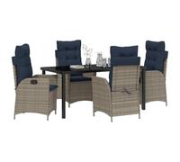 vidaXL Conjunto de Comedor de Jardín 5 pcs Gris y Negro Ratán, Set Moderno de jardín y terraza, sillas cómodas, Muebles de Ratan Resistentes al Clima, Respaldo Ajustable, al Aire Libre
