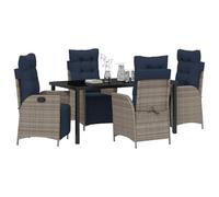 vidaXL Conjunto de Comedor de Jardín 5 pcs Gris y Negro Ratán, Set Moderno de jardín y terraza, sillas cómodas, Muebles de Ratan Resistentes al Clima, Respaldo Ajustable, al Aire Libre