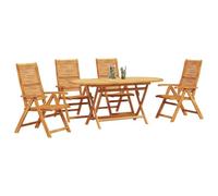 vidaXL Conjunto de Comedor de Jardín 5 pcs Marrón, Set de Comedor Rústico para Jardín y Terraza, Muebles de Acacia, Asientos Plegables para Tus Reuniones