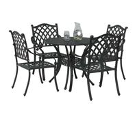 vidaXL Conjunto de Comedor de Jardín 5 pcs Negro Aluminio, Juego de Comedor de Aluminio para Jardín, Mesa Exterior Tradicional, Muebles Resistentes para el Verano