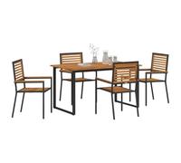 vidaXL Conjunto de Comedor de Jardín 5 pcs Negro, Conjunto de Comedor al Aire Libre, Muebles Modernos, Madera de Acacia Impermeable, terraza y Patio