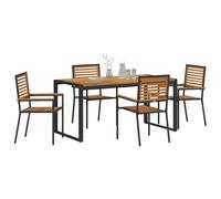 vidaXL Conjunto de Comedor de Jardín 5 pcs Negro y Marrón, Juego de Comedor Elegante para jardín y terraza, Muebles de Exterior Modernos, Comidas al Aire Libre