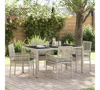 vidaXL Conjunto de Comedor de Jardín 5 pcs ratán sintético, Juego moderno para jardín y , muebles , mesa de cristal, estilo en ratán