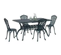 vidaXL Conjunto de Comedor de Jardín 5 pcs Verde Aluminio, Conjunto de Comedor Rectangular de Aluminio para jardín y terraza, Mesa Resistente, mobiliario Tradicional