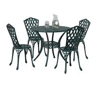 vidaXL Conjunto de Comedor de Jardín 5 pcs Verde Aluminio, Juego de Comedor de Aluminio para Jardín, Mesa Exterior Tradicional, Muebles Resistentes para el Verano