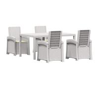 vidaXL Conjunto de Comedor de Jardín 5 uds. Blanco y Crema PP