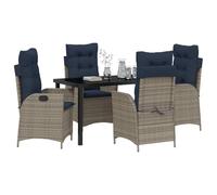 vidaXL Conjunto de Comedor de Jardín 5 uds. Gris y Negro Ratán