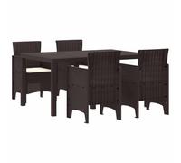 vidaXL Conjunto de comedor de jardín Ratan Polt 5 piezas – Moderno, resistente y liviano, marrón