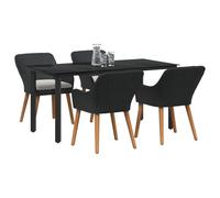 vidaXL Conjunto de Comedor de Jardín 5 pcs Negro ratán sintético, Conjunto de Comedor Elegante para jardín y terraza, Mesa de reunión, sillas Modernas, Muebles Resistentes a la Intemperie