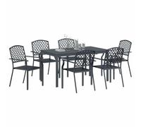vidaXL Conjunto de Comedor de Jardín 7 pcs Antracita, Juego de Comedor Exterior Moderno, Mesa Extensible, Muebles Resistentes al Clima, Asientos Ajustables, Terraza
