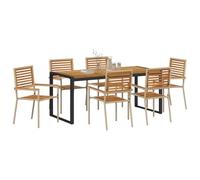 vidaXL Conjunto de Comedor de Jardín 7 pcs Beige y Marrón, Juego de Comedor Elegante para jardín y terraza, Muebles de Exterior Modernos, Comidas al Aire Libre