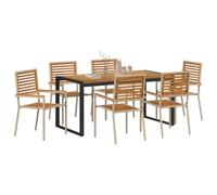 vidaXL Conjunto de Comedor de Jardín 7 pcs Beige y Marrón, Juego de Comedor Elegante para jardín y terraza, Muebles de Exterior Modernos, Comidas al Aire Libre