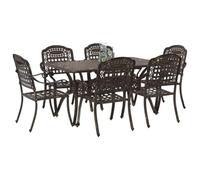 vidaXL Conjunto de Comedor de Jardín 7 pcs Bronce Aluminio, Juego de Comedor Rectangular, Muebles de Aluminio, Jardín y Terraza, para Charlar al Aire Libre