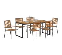 vidaXL Conjunto de Comedor de Jardín 7 pcs Gris y marrón, Juego de Comedor Elegante para jardín y terraza, Muebles de Exterior Modernos, Comidas al Aire Libre