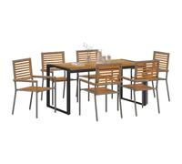 vidaXL Conjunto de Comedor de Jardín 7 pcs Gris y marrón, Juego de Comedor Elegante para jardín y terraza, Muebles de Exterior Modernos, Comidas al Aire Libre