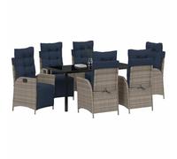 vidaXL Conjunto de Comedor de Jardín 7 pcs Gris y Negro Ratán, Set Moderno de jardín y terraza, sillas cómodas, Muebles de Ratan Resistentes al Clima, Respaldo Ajustable, al Aire Libre