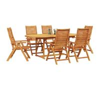 vidaXL Conjunto de Comedor de Jardín 7 pcs Marrón, Experiencia de Comedor al Aire Libre, Conjunto de Acacia Rústica, Mesa y Sillas para Jardín, Lounge Compacto