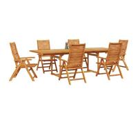 vidaXL Conjunto de Comedor de Jardín 7 pcs Marrón, Juego de Comedor Acacia para Exterior, Muebles Rústicos, Mesa y Sillas para Patio, Terraza