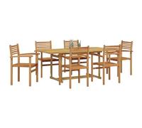 vidaXL Conjunto de Comedor de Jardín 7 pcs Marrón, Juego de Comedor de Teak Moderno, Elegante para Jardín y Terraza, Ideal para Reuniones Familiares