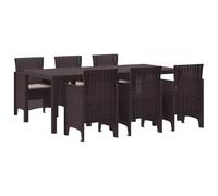 vidaXL Conjunto de Comedor de Jardín 7 pcs Marrón Polipropileno