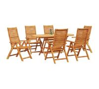 vidaXL Conjunto de Comedor de Jardín 7 pcs Marrón, Set de Comedor Rústico para Jardín y Terraza, Muebles de Acacia, Asientos Plegables para Tus Reuniones