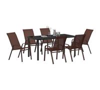 vidaXL Conjunto de Comedor de Jardín 7 pcs Marrón y Negro, Set de Comedor Moderno para Jardín y Terraza, Muebles Estilizados Resistente a la Intemperie, Reuniones al Aire Lib