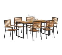 vidaXL Conjunto de Comedor de Jardín 7 pcs Negro y Marrón, Juego de Comedor Elegante para jardín y terraza, Muebles de Exterior Modernos, Comidas al Aire Libre