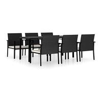 vidaXL Conjunto de Comedor de jardín 7 Piezas ratán sintético Negro