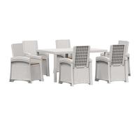 vidaXL Conjunto de Comedor de Jardín 7 uds. Blanco y Topo PP