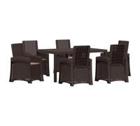vidaXL Conjunto de Comedor de Jardín 7 uds. Marrón y Topo PP