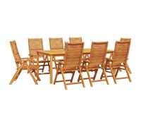 vidaXL Conjunto de Comedor de Jardín 9 pcs Marrón, Conjunto de jardín de Madera de Acacia, opción rústica para Comer al Aire Libre, Muebles Resistentes al Clima