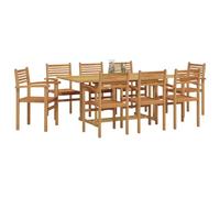 vidaXL Conjunto de Comedor de Jardín 9 pcs Marrón, Juego de Comedor de Teak Moderno, Elegante para Jardín y Terraza, Ideal para Reuniones Familiares
