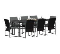 vidaXL Conjunto de Comedor de Jardín 9 uds. Negro y Antracita