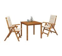 vidaXL Conjunto de Comedor de jardín de 3 Piezas Natural