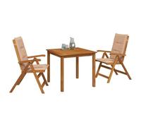 vidaXL Conjunto de Comedor de jardín de 3 Piezas Natural