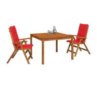 vidaXL Conjunto de Comedor de jardín de 3 Piezas Natural