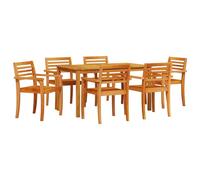 vidaXL Conjunto de Comedor de Jardín de 7 Piezas de Madera Maciza de Acacia