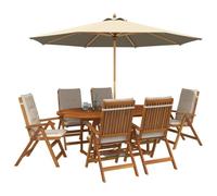 vidaXL Conjunto de Comedor de jardín de 7 Piezas Natural