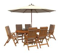 vidaXL Conjunto de Comedor de jardín de 7 Piezas Natural