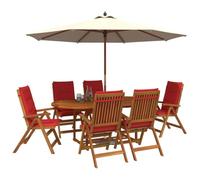 vidaXL Conjunto de Comedor de jardín de 7 Piezas Natural