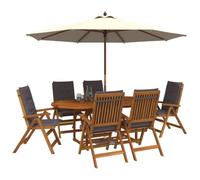 vidaXL Conjunto de Comedor de jardín de 7 Piezas Natural