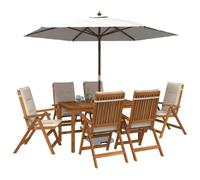 vidaXL Conjunto de Comedor de jardín de 7 Piezas Natural