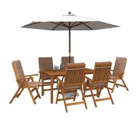 vidaXL Conjunto de Comedor de jardín de 7 Piezas Natural