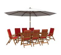 vidaXL Conjunto de Comedor de jardín de 9 Piezas 9 uds. Natural