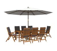 vidaXL Conjunto de Comedor de jardín de 9 Piezas Natural