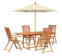 vidaXL Conjunto de Comedor Exterior con Parasol 6 uds.