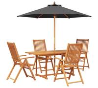 vidaXL Conjunto de Comedor Exterior con Parasol 6 uds.