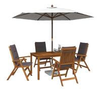 vidaXL Conjunto de Comedor Exterior con Parasol 6 uds. Gris Antracita